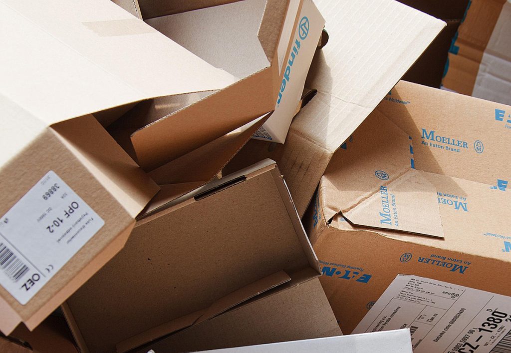 A stack of used cardboard boxes