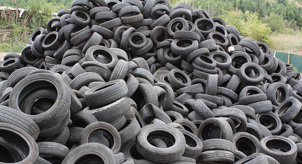 A pile of used tyres