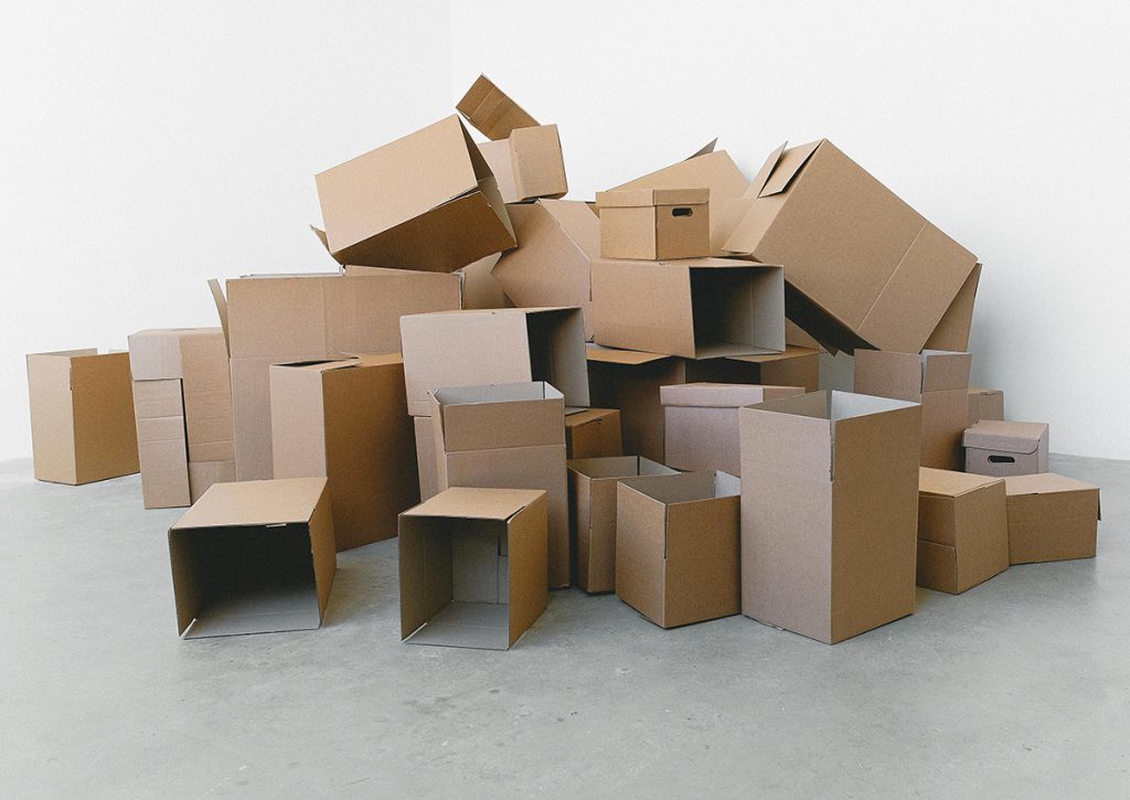 A pile of cardboard boxes