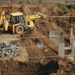 An excavator on a construction site