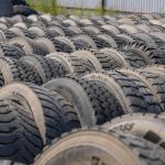 Multiple rows of used tyres