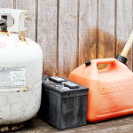 Several used hazardous materials and containers