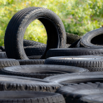 A stack of used tyres