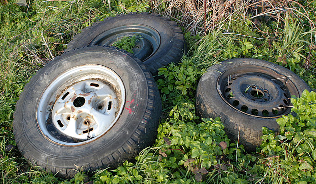 Discarded vehicle tyres awaiting responsible tyre disposal in Adelaide